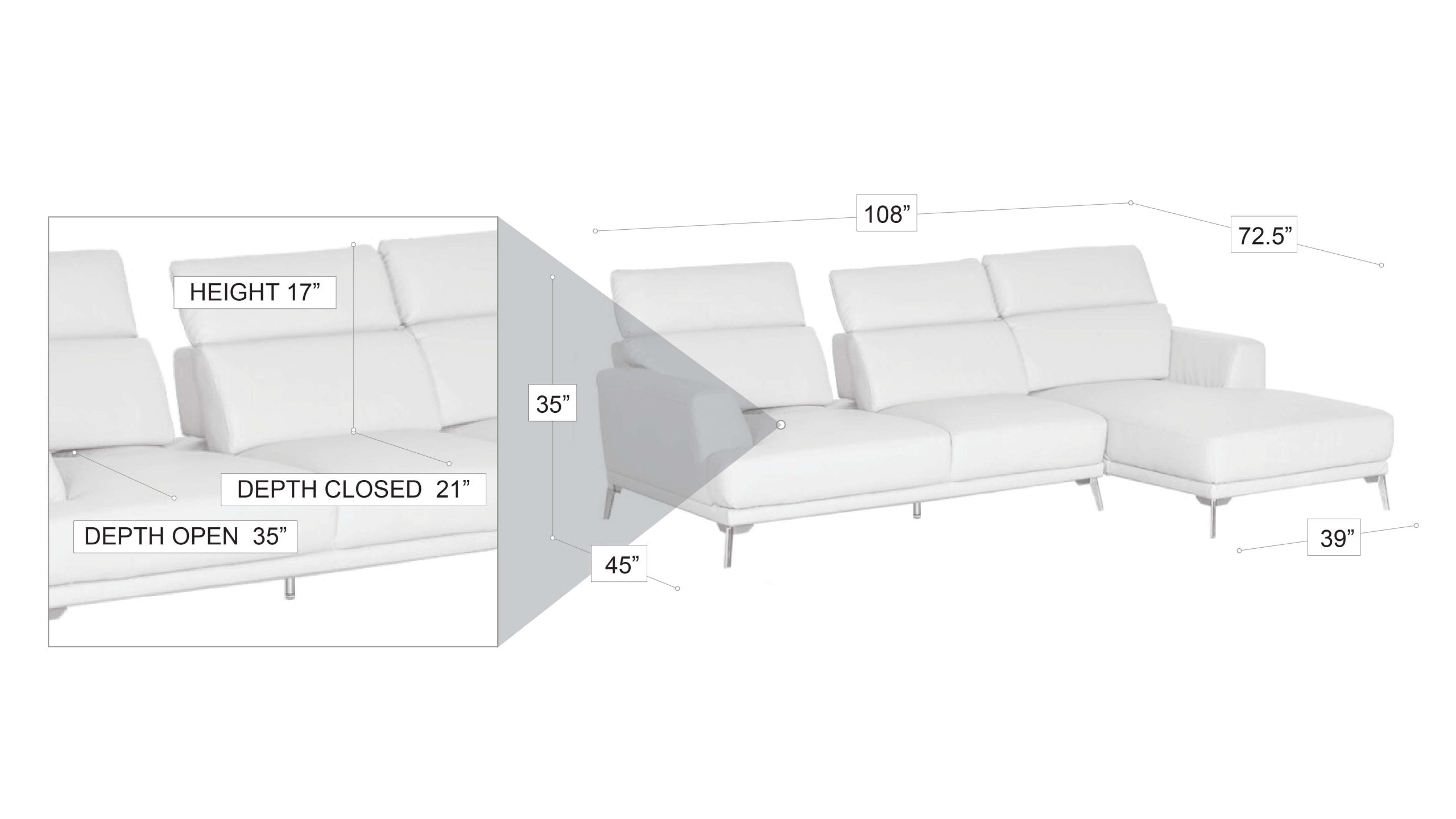 Kim Sectional White RIGHT