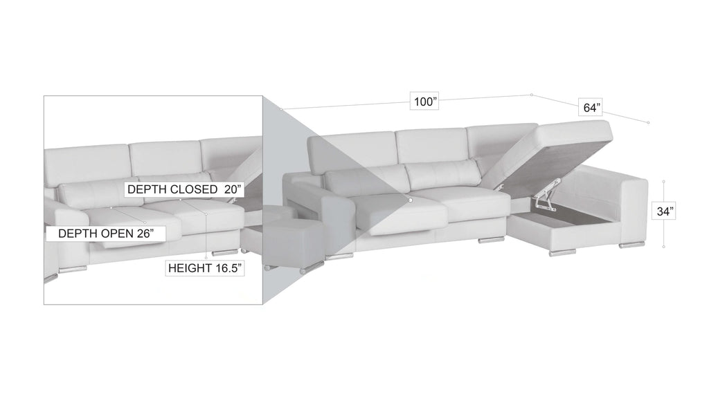 London Sectional Left grey