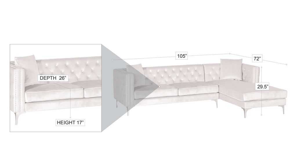 Melissa Sectional Velvet Left blue