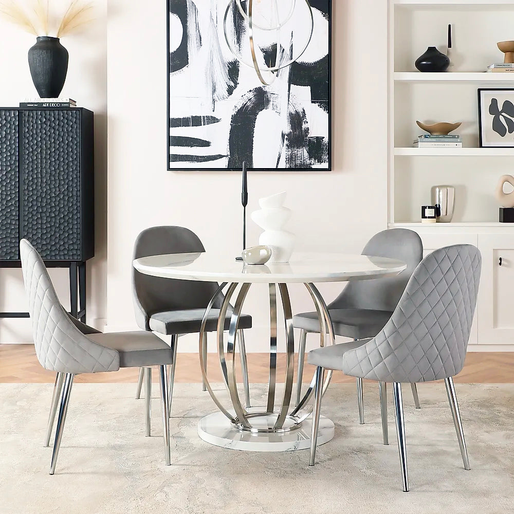 DANNA DINING TABLE WHITE MARBLE TOP